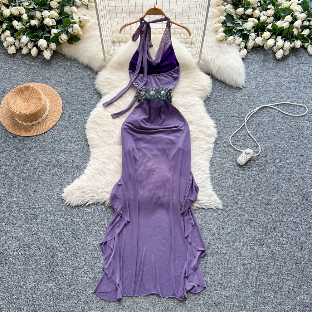 Sexy swinging collar asymmetrical Vintage korean fashion Evening pencil dress Beach dresses women clothing