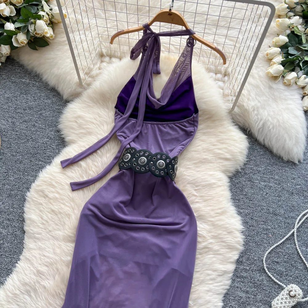Sexy swinging collar asymmetrical Vintage korean fashion Evening pencil dress Beach dresses women clothing