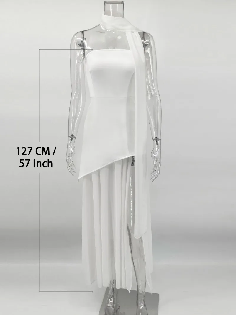 Trendix Lace Patchwork Tube Top Dress Women 2025 Summer Fashion High Waist Off Shoulder Maxi Dress Vacation Elegant Party Dress