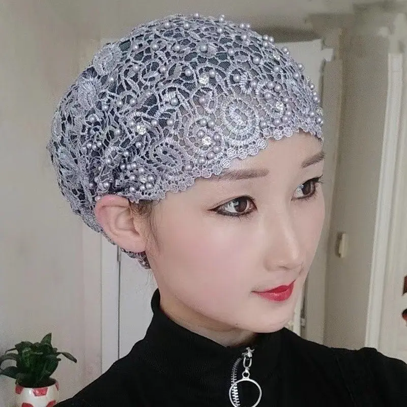New Beading Women's Turban Cap Embroidery Fashion Female Head Wraps Muslim Headscarf Bonnets Cancer Chemo Hat