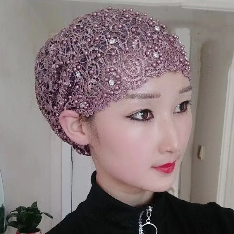 New Beading Women's Turban Cap Embroidery Fashion Female Head Wraps Muslim Headscarf Bonnets Cancer Chemo Hat