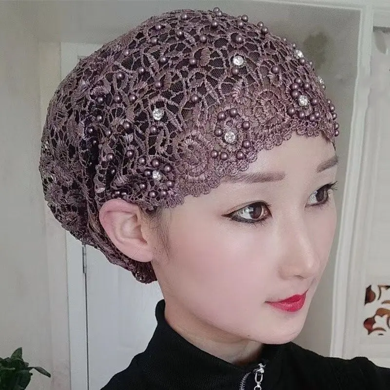New Beading Women's Turban Cap Embroidery Fashion Female Head Wraps Muslim Headscarf Bonnets Cancer Chemo Hat