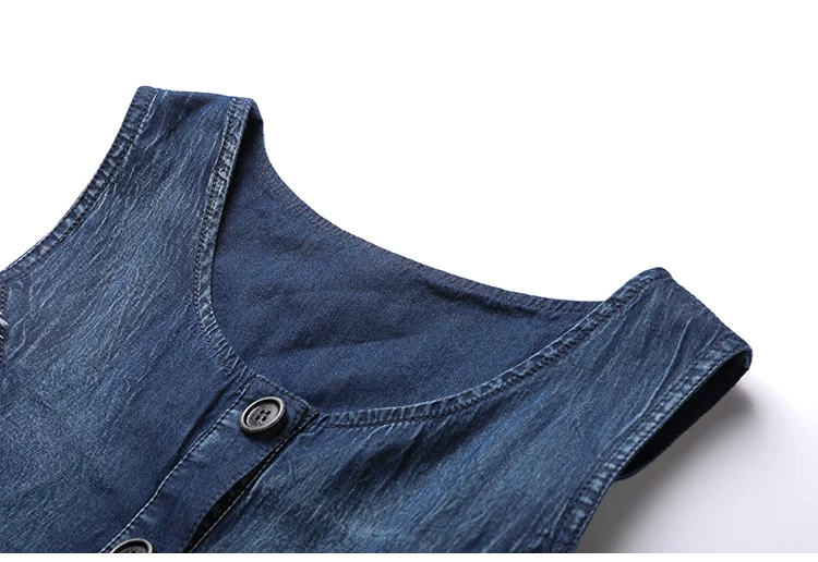 TIYIHAILEY-Loose A-Line Denim Dresses for Women, Long, Mid-Calf Jeans, Embroidery, Sleeveless Tassels, New Fashion, 2026