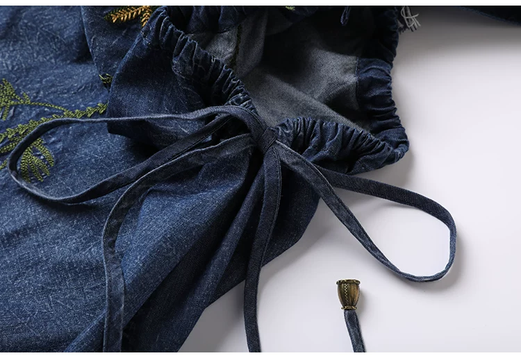 TIYIHAILEY-Loose A-Line Denim Dresses for Women, Long, Mid-Calf Jeans, Embroidery, Sleeveless Tassels, New Fashion, 2026