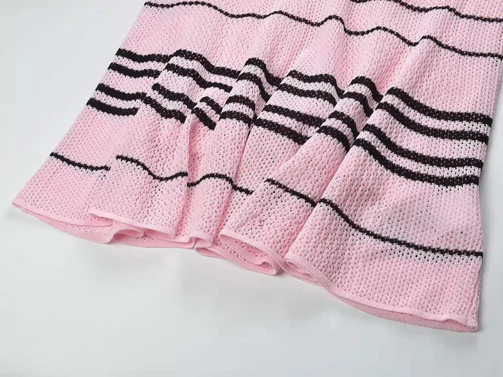 2026 Spring New Women's SweetLong-Sleeved Striped Knit Dress High-Quality FashionableCasual Vacation Elastic Slim Fit Long Dress