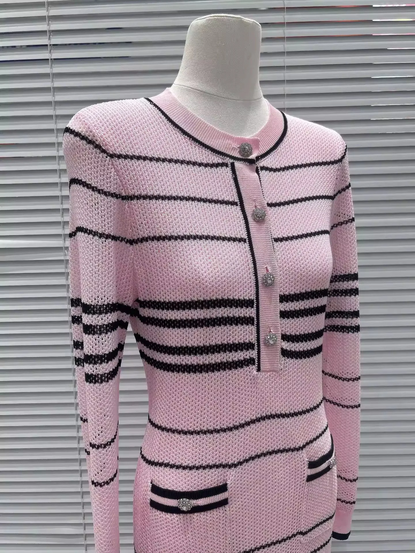 2026 Spring New Women's SweetLong-Sleeved Striped Knit Dress High-Quality FashionableCasual Vacation Elastic Slim Fit Long Dress