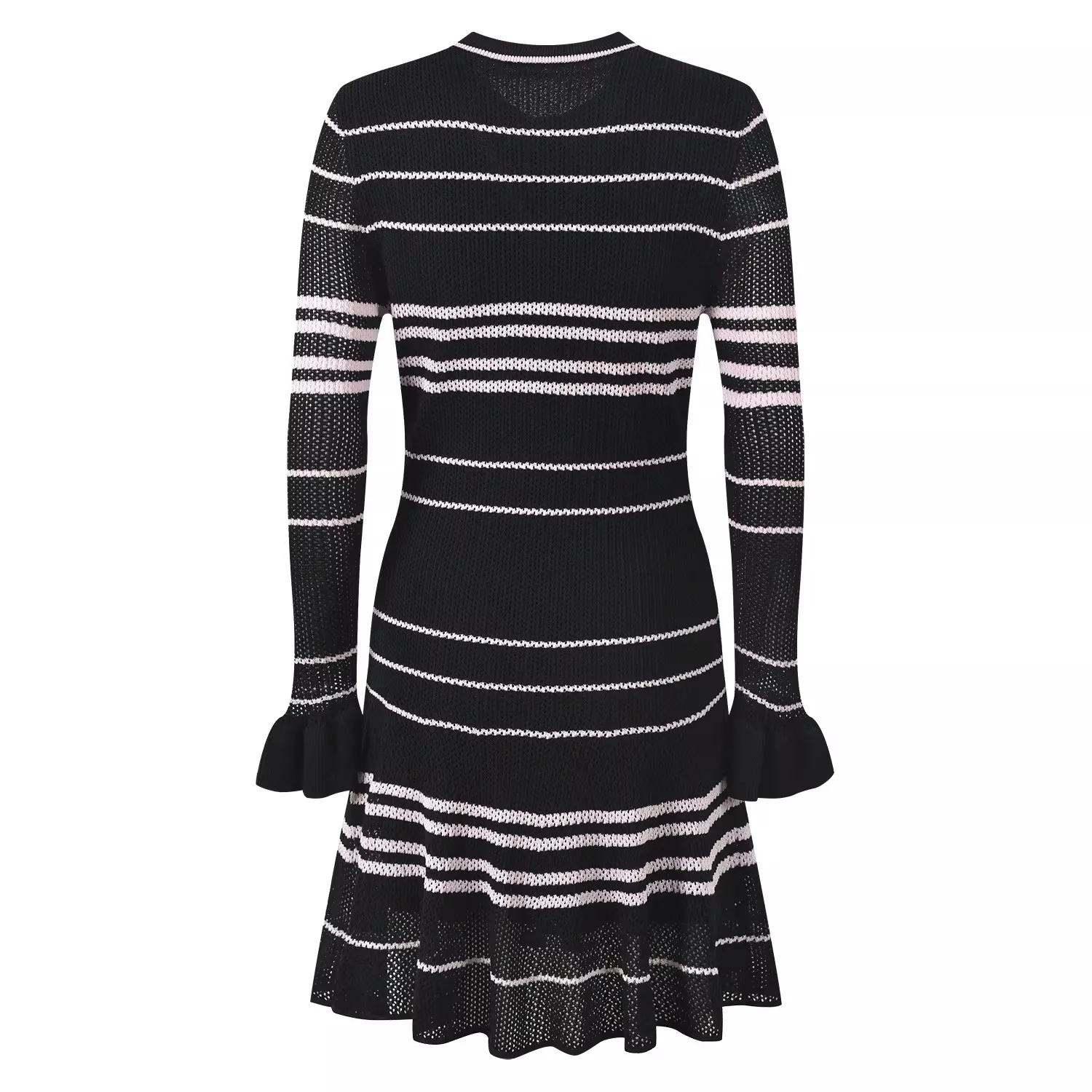 2026 Spring New Women's SweetLong-Sleeved Striped Knit Dress High-Quality FashionableCasual Vacation Elastic Slim Fit Long Dress