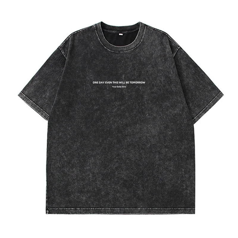 Hirsionsan Y2k Quality Oversized Acid Washed T Shirt Women Vintage Print T-shirts Streetwear Wash Tee Girl Luxury Brand Tops