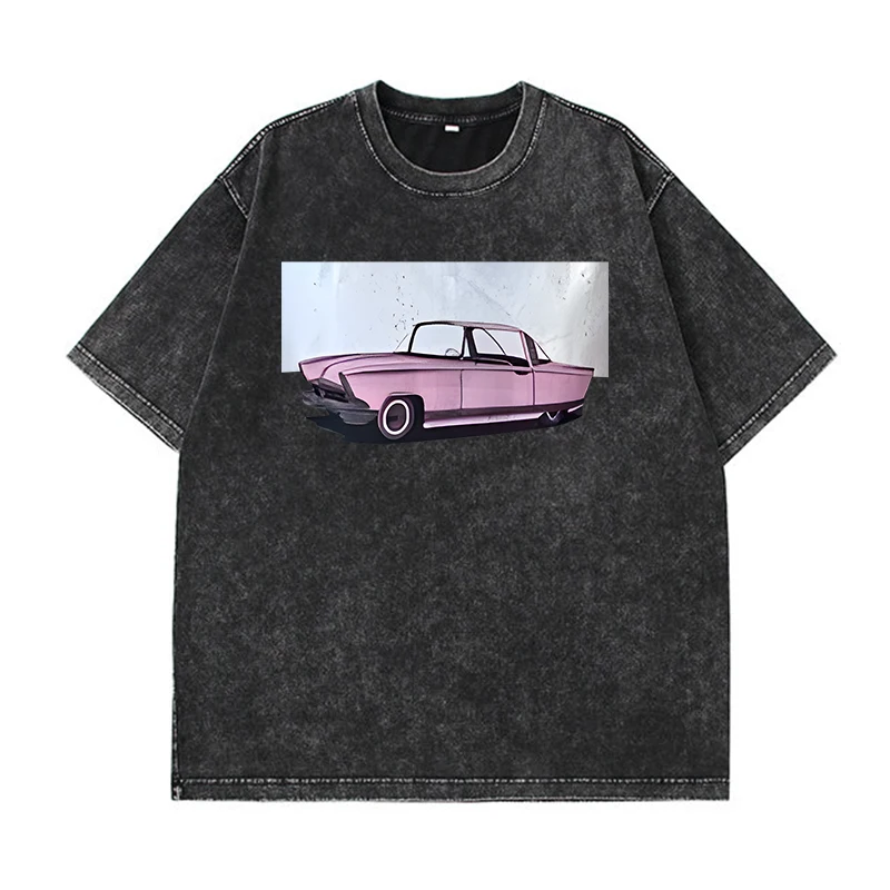 Hirsionsan Y2k Quality Oversized Acid Washed T Shirt Women Vintage Print T-shirts Streetwear Wash Tee Girl Luxury Brand Tops