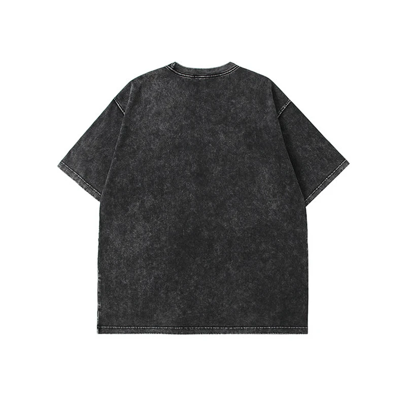 Hirsionsan Y2k Quality Oversized Acid Washed T Shirt Women Vintage Print T-shirts Streetwear Wash Tee Girl Luxury Brand Tops