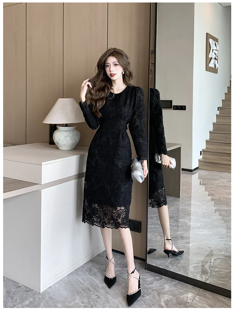 Summer White Lace Hook Flower Hollow Midi Dress Women Fashion Chic Luxury Party Evening Dress 2026 Korean Vintage Festival Dress
