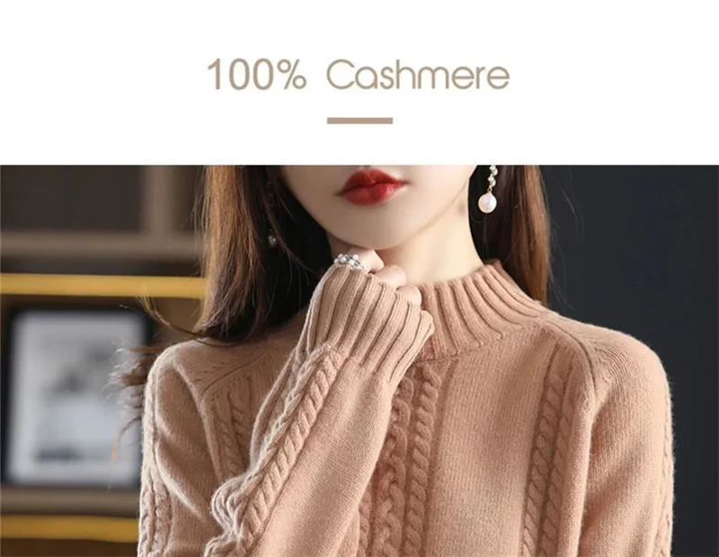 Velvet/Non Velvet Autumn/Winter Half High Collar Sweater Women's Outerwear Winter New Style Interior Top Bottom Knitted Sweater