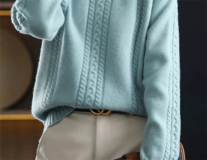 Velvet/Non Velvet Autumn/Winter Half High Collar Sweater Women's Outerwear Winter New Style Interior Top Bottom Knitted Sweater