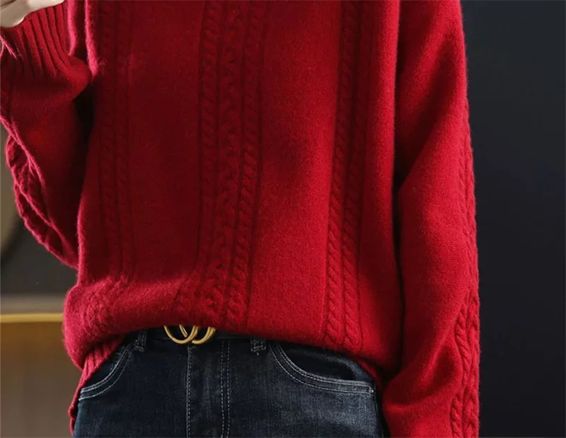 Velvet/Non Velvet Autumn/Winter Half High Collar Sweater Women's Outerwear Winter New Style Interior Top Bottom Knitted Sweater