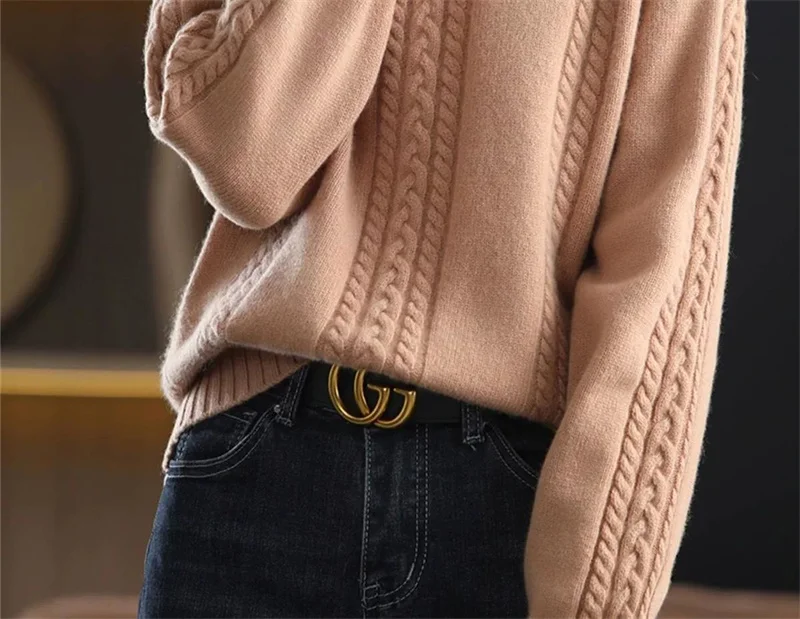 Velvet/Non Velvet Autumn/Winter Half High Collar Sweater Women's Outerwear Winter New Style Interior Top Bottom Knitted Sweater