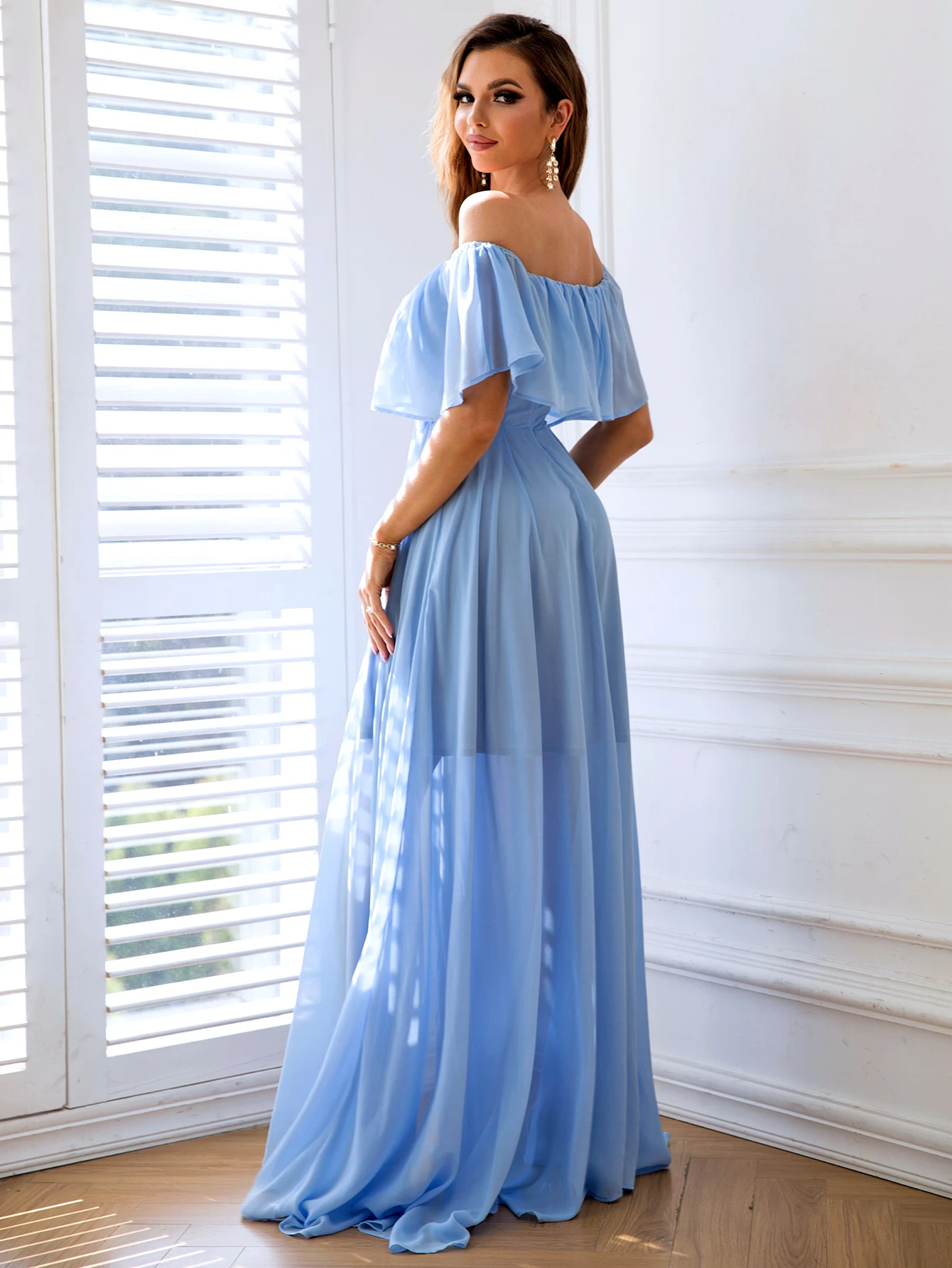 Sexy Backless Chiffon Maxi Summer Dress Women Elegant Long Prom Evening Dresses Luxury Woman Beach Birthday Party Dress Vestidos