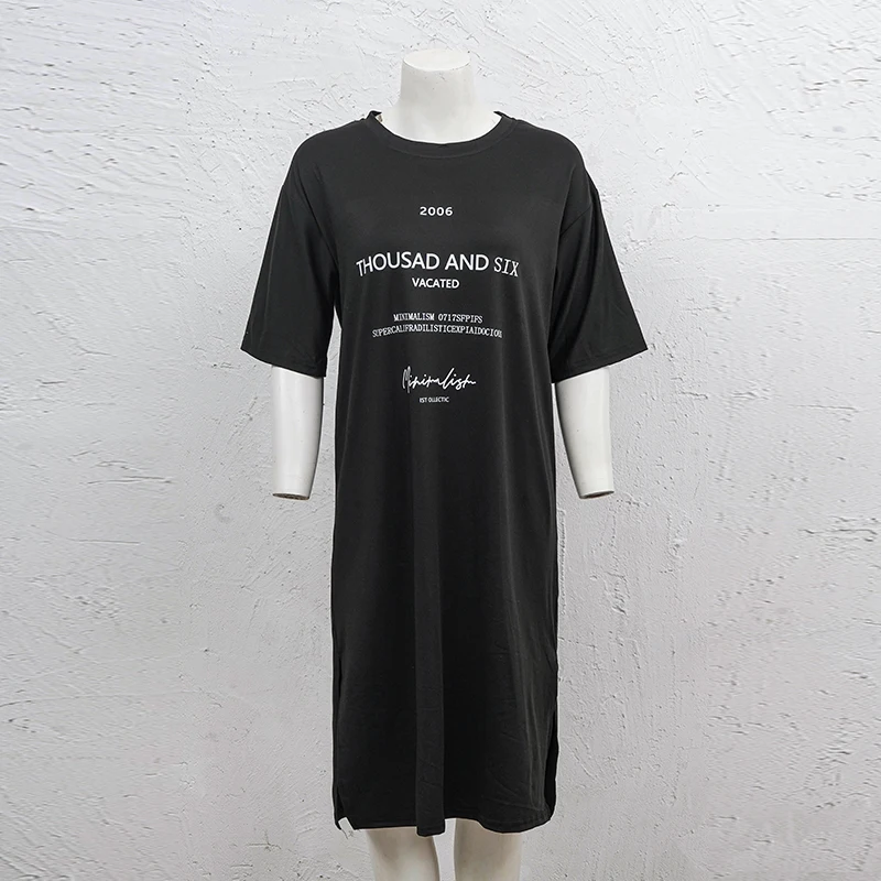 M-4XL Oversized Printed Casual Long T-Shirt Dress Summer Short Sleeve Korean Female Maxi Dress Clearance Vestidos De Mujer
