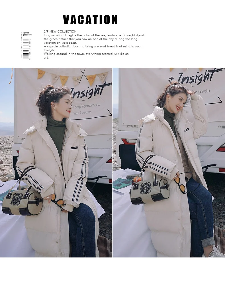X-Long Ankle Length Women Hoodie Down Overcoat Winter Thicken Warm Jacket Fashion Striped Coat Hooded Snowwear