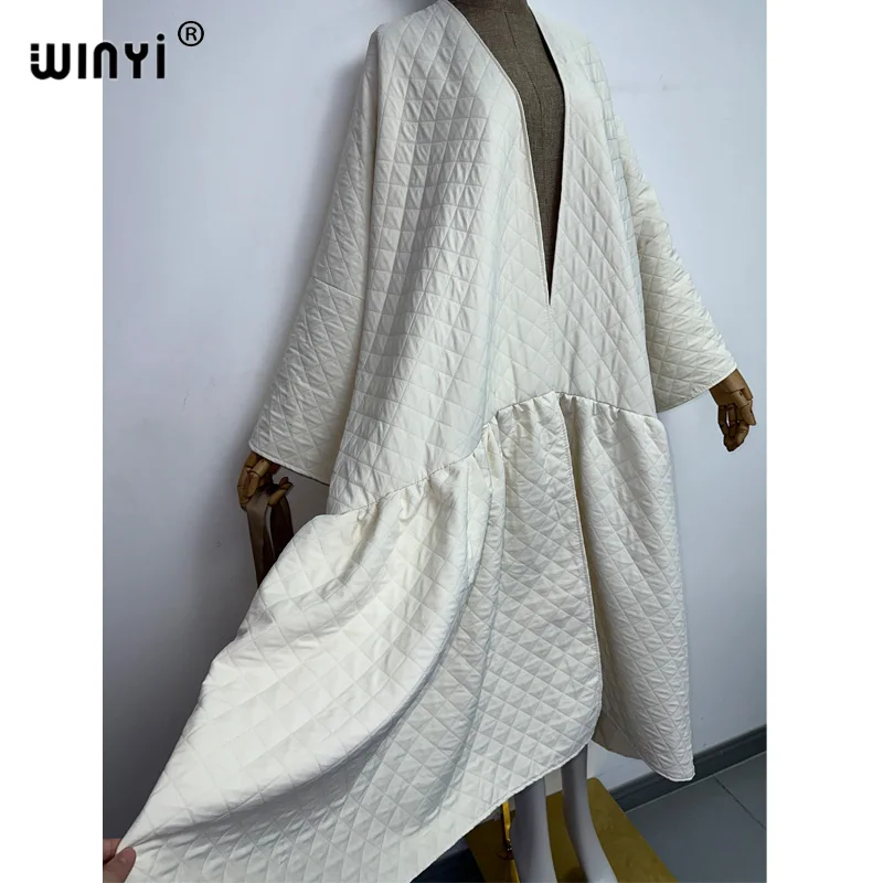 WINYI high qualityWinter Women's Long Coat Cotton Padded Jacket Casual Loose Street Style Belt Jacket Oversize dress KIMONO