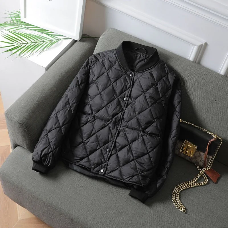 2025 New Lightweight Hooded Down Cotton Women Wear Fashion Short Coat Qulited Autumn Winter Cotton-Padded Jacket Female Black