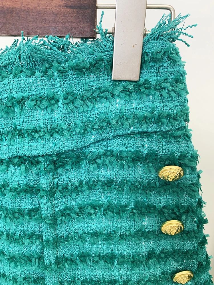 HIGH STREET Newest 2026 FW Designer Women's Tassel Fringed Tweed Shorts