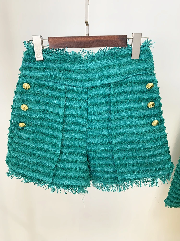 HIGH STREET Newest 2026 FW Designer Women's Tassel Fringed Tweed Shorts
