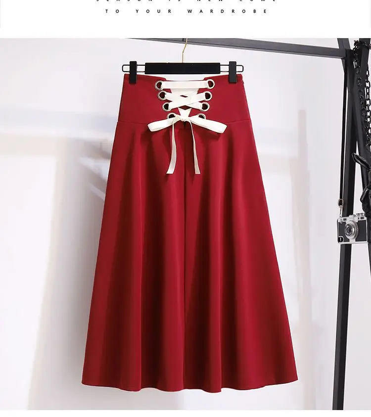 2025 New Korean Women's Graceful Vintage Clothing Lady Square Collar Sweater Red Skirts Outfits French Long Sleeve Knit Pullover