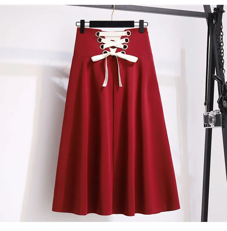2025 New Korean Women's Graceful Vintage Clothing Lady Square Collar Sweater Red Skirts Outfits French Long Sleeve Knit Pullover
