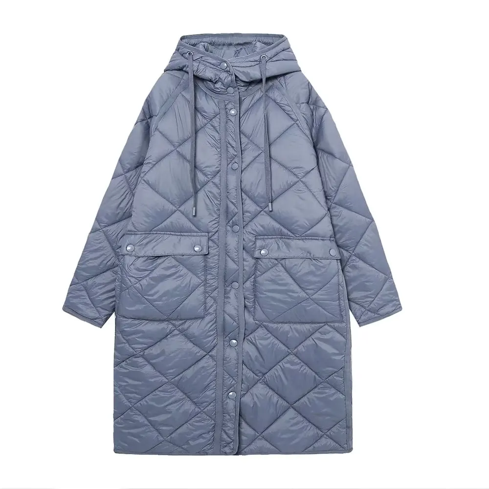 YENKYE Women Vintage Oversize Long Hooded Parkas 2022 Autumn Winter Long Sleeve Buttons Pockets Female Warm Coat