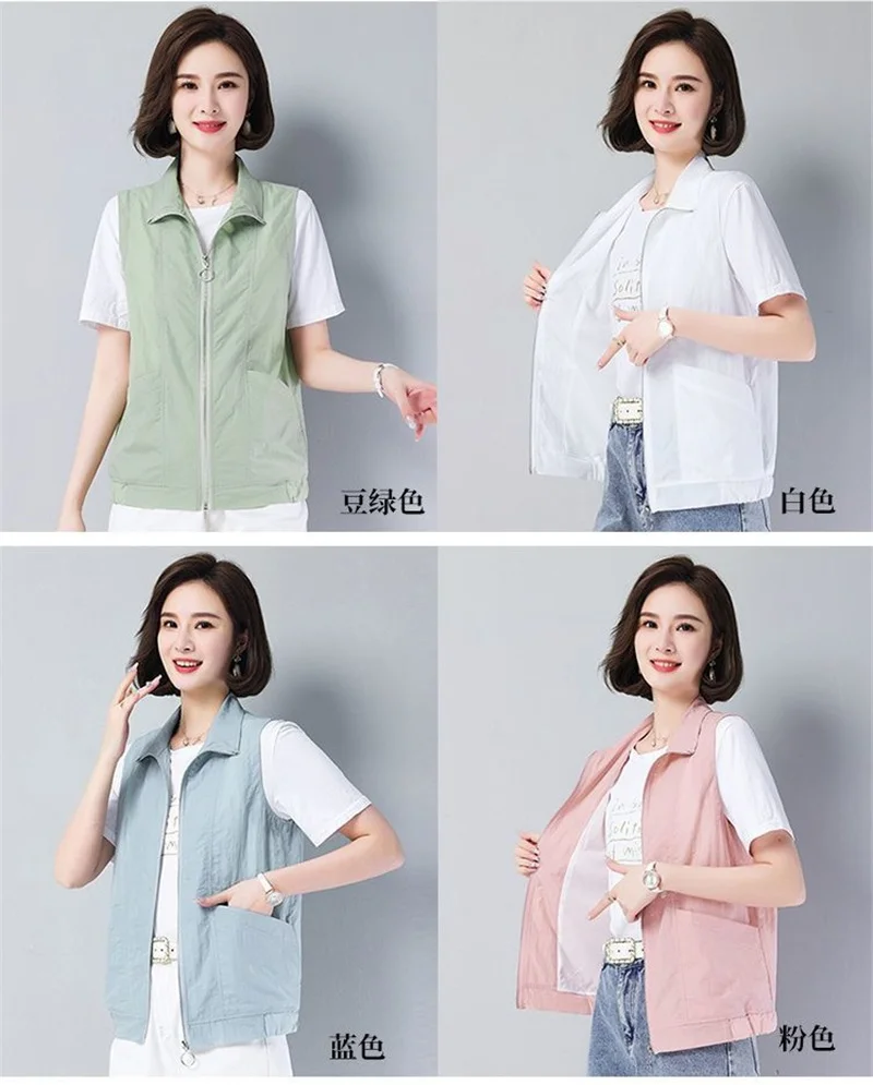 Casual Liner Summer Vest Women Basic Turndown Collar Sleeveless Jackets Solid Color Classic Female Waistcoat Chaleco Mujer 4XL