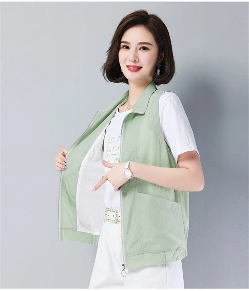 Casual Liner Summer Vest Women Basic Turndown Collar Sleeveless Jackets Solid Color Classic Female Waistcoat Chaleco Mujer 4XL
