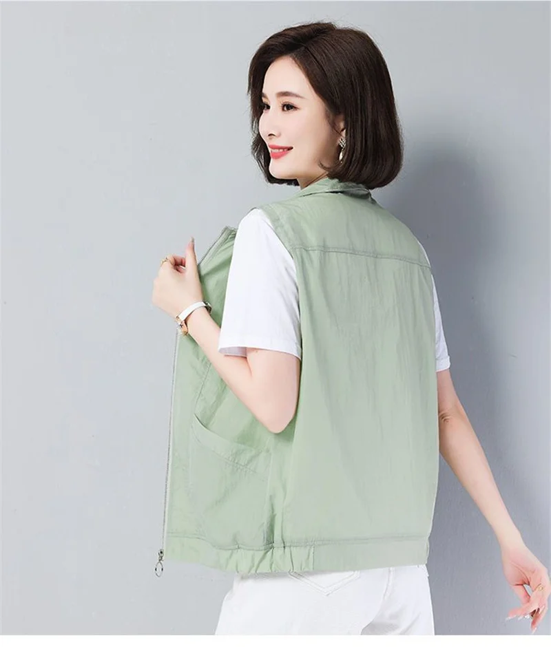 Casual Liner Summer Vest Women Basic Turndown Collar Sleeveless Jackets Solid Color Classic Female Waistcoat Chaleco Mujer 4XL