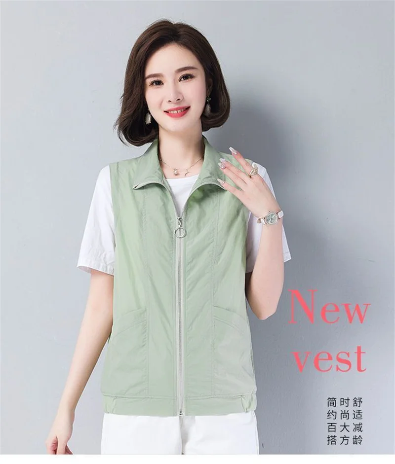 Casual Liner Summer Vest Women Basic Turndown Collar Sleeveless Jackets Solid Color Classic Female Waistcoat Chaleco Mujer 4XL