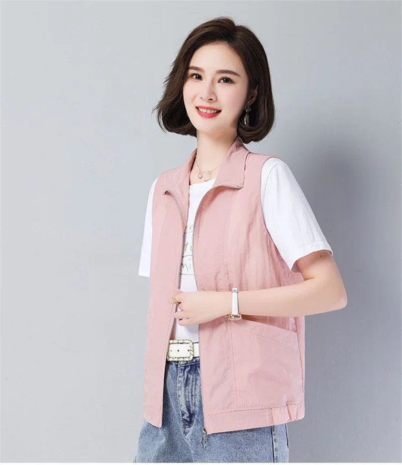 Casual Liner Summer Vest Women Basic Turndown Collar Sleeveless Jackets Solid Color Classic Female Waistcoat Chaleco Mujer 4XL