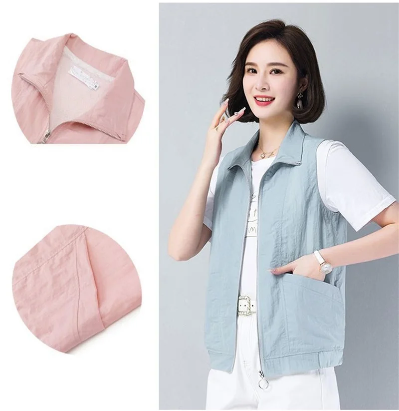 Casual Liner Summer Vest Women Basic Turndown Collar Sleeveless Jackets Solid Color Classic Female Waistcoat Chaleco Mujer 4XL