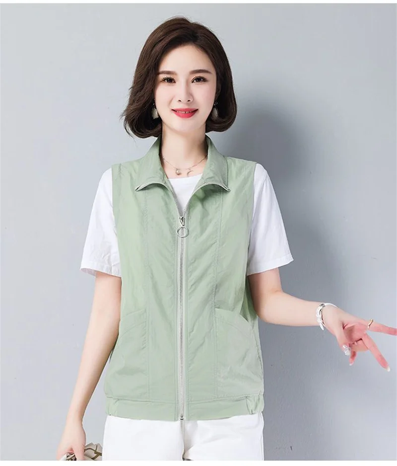Casual Liner Summer Vest Women Basic Turndown Collar Sleeveless Jackets Solid Color Classic Female Waistcoat Chaleco Mujer 4XL