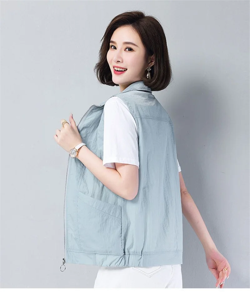 Casual Liner Summer Vest Women Basic Turndown Collar Sleeveless Jackets Solid Color Classic Female Waistcoat Chaleco Mujer 4XL