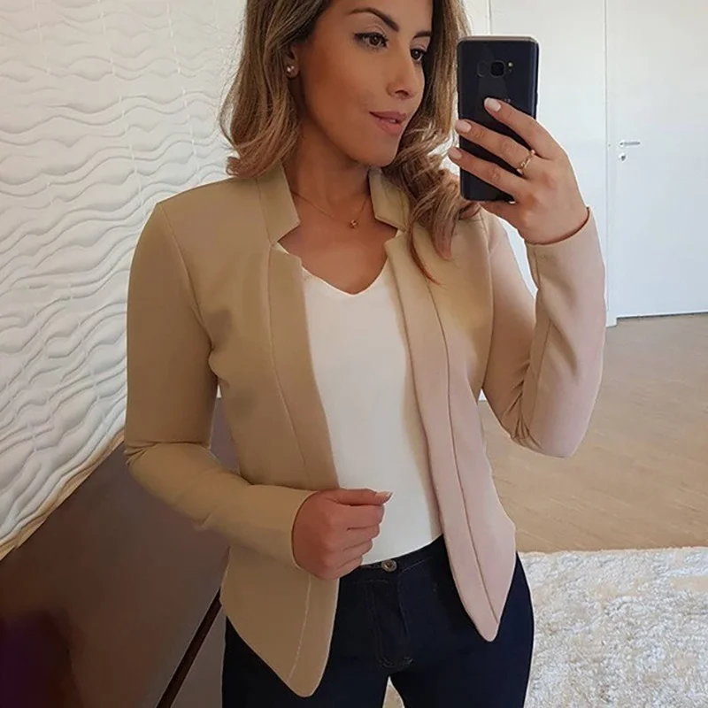 Women Thin Black Blazers Suit 2025 Female Spring Blazer Jackets Long Sleeve OL Casual Womens Slim Coats Femme Ladies White Tops