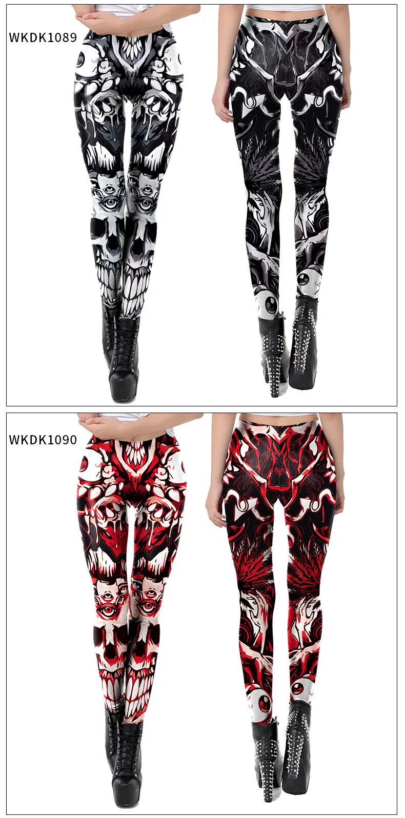 Nadanbao Halloween Funny Holiday Party Leggings Women Skeleton Print Sexy Tights Trousers Female Mid Waist Elastic Pants