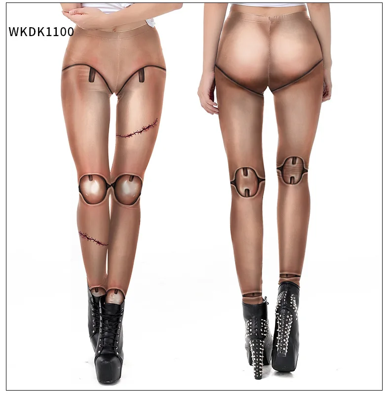 Nadanbao Halloween Funny Holiday Party Leggings Women Skeleton Print Sexy Tights Trousers Female Mid Waist Elastic Pants
