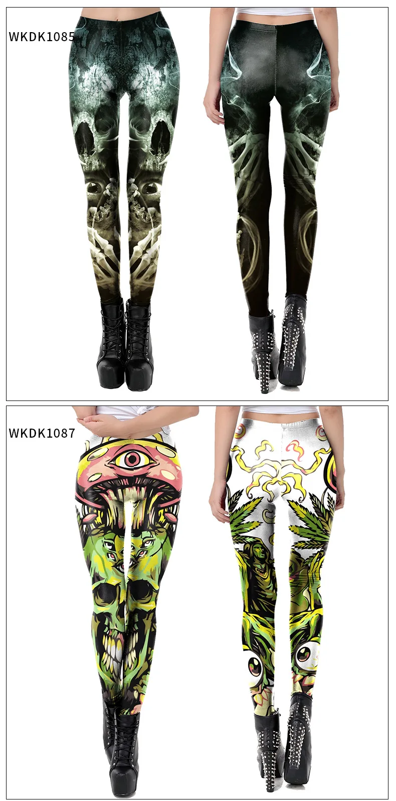 Nadanbao Halloween Funny Holiday Party Leggings Women Skeleton Print Sexy Tights Trousers Female Mid Waist Elastic Pants
