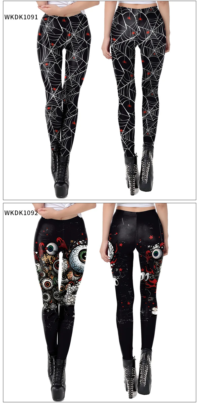 Nadanbao Halloween Funny Holiday Party Leggings Women Skeleton Print Sexy Tights Trousers Female Mid Waist Elastic Pants