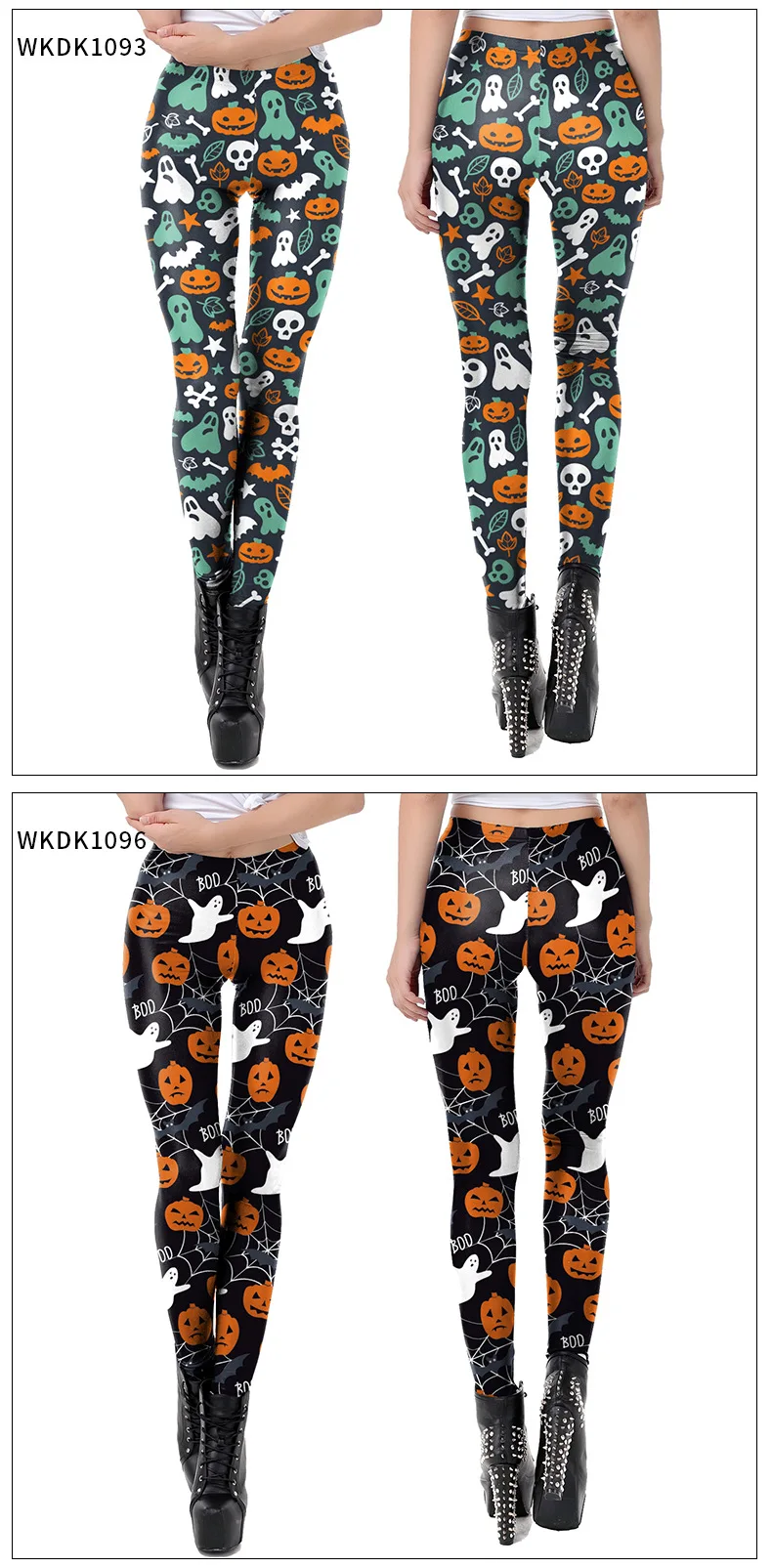 Nadanbao Halloween Funny Holiday Party Leggings Women Skeleton Print Sexy Tights Trousers Female Mid Waist Elastic Pants