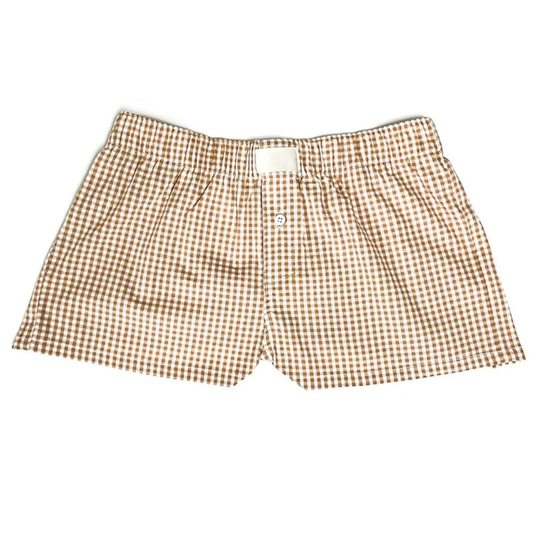 Women's Y2k Pajamas Shorts Cute Plaid Pj Short Pants Flannel Lounge Sleep Shorts Bottoms Elastic Waist Baggy Boxers Tracksuit