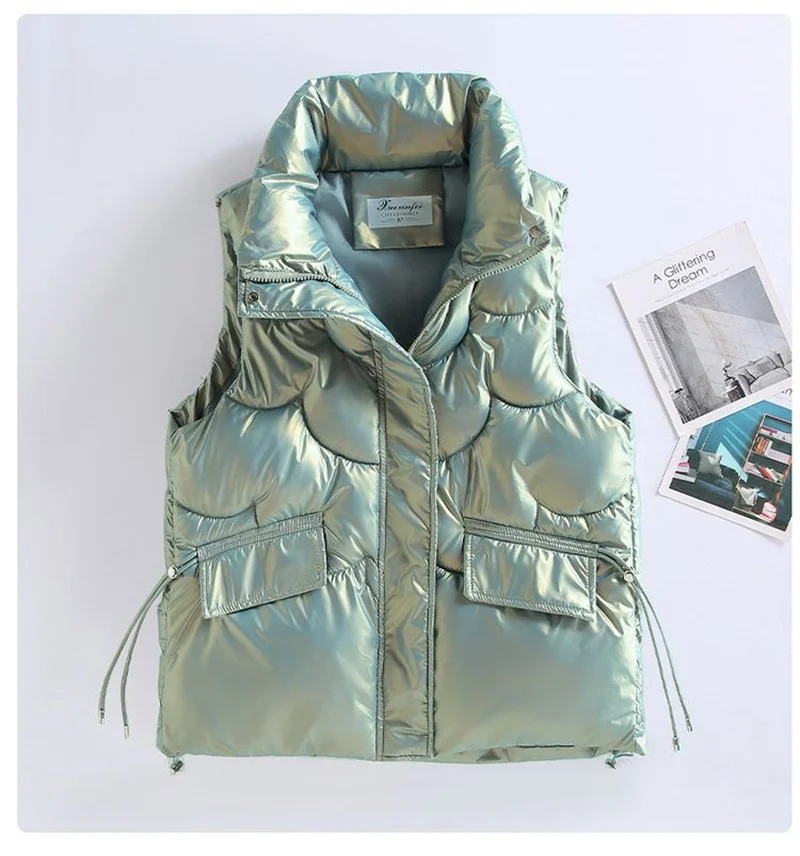New Women Winter Vests Cotton Padded Sleeveless Coat Female Waterproof Waistcoat Student Short Vest Jacket Chaleco Mujer