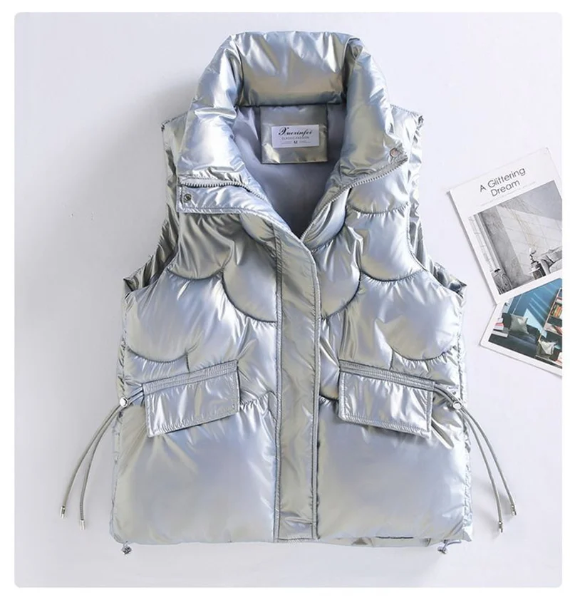 New Women Winter Vests Cotton Padded Sleeveless Coat Female Waterproof Waistcoat Student Short Vest Jacket Chaleco Mujer