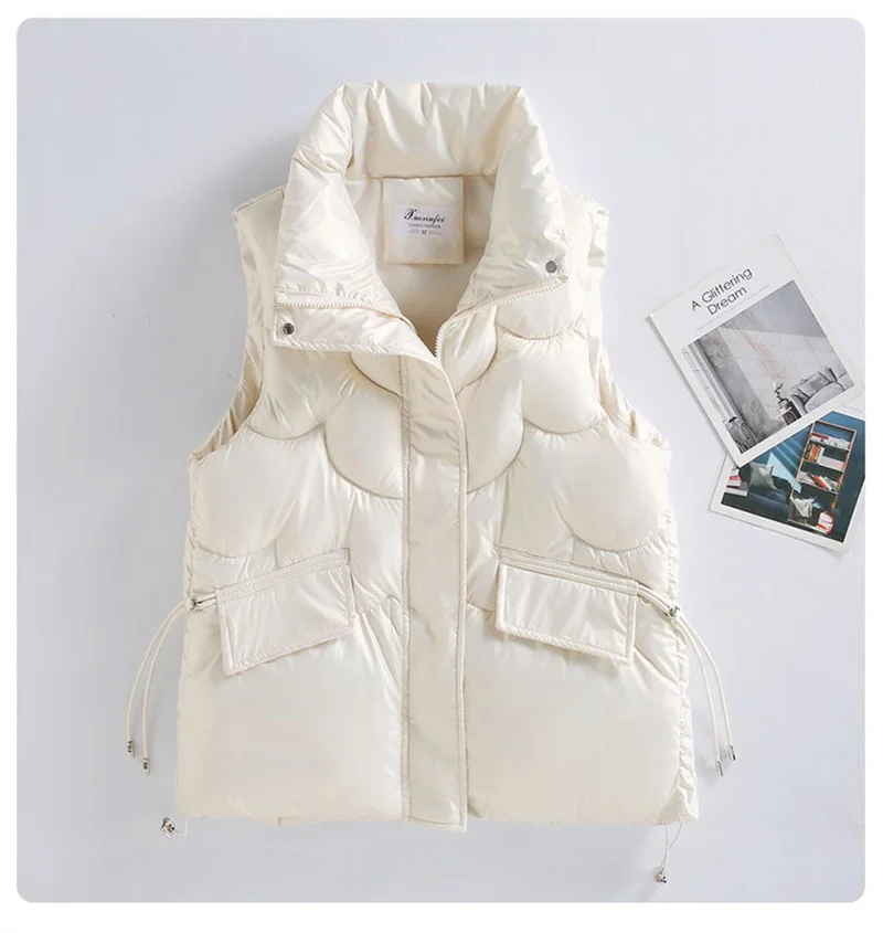 New Women Winter Vests Cotton Padded Sleeveless Coat Female Waterproof Waistcoat Student Short Vest Jacket Chaleco Mujer