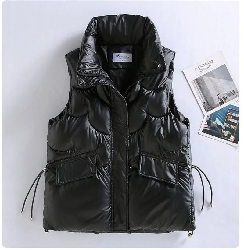 New Women Winter Vests Cotton Padded Sleeveless Coat Female Waterproof Waistcoat Student Short Vest Jacket Chaleco Mujer