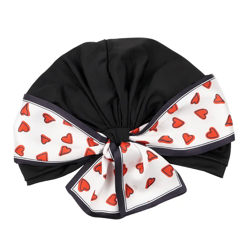 2023 New Removable Ribbon Turban Caps for Women Stretchy Headband Headscarf Bonnet Female Head Wraps Caps Hair Accessories