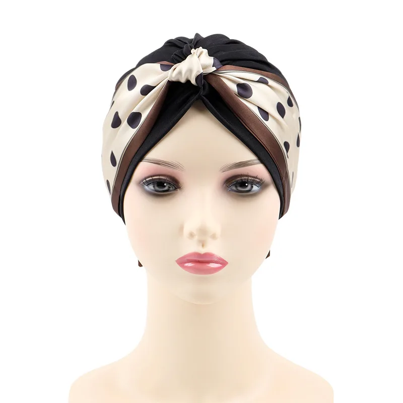 2023 New Removable Ribbon Turban Caps for Women Stretchy Headband Headscarf Bonnet Female Head Wraps Caps Hair Accessories